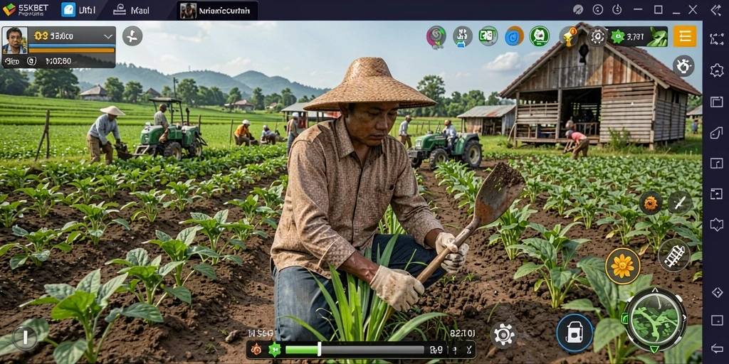 Tampilan menarik dari gameplay bertani di 55KBET.
