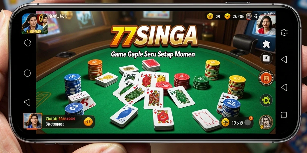 Gameplay Gaple yang seru di 77SINGA, penuh tantangan dan kesenangan.