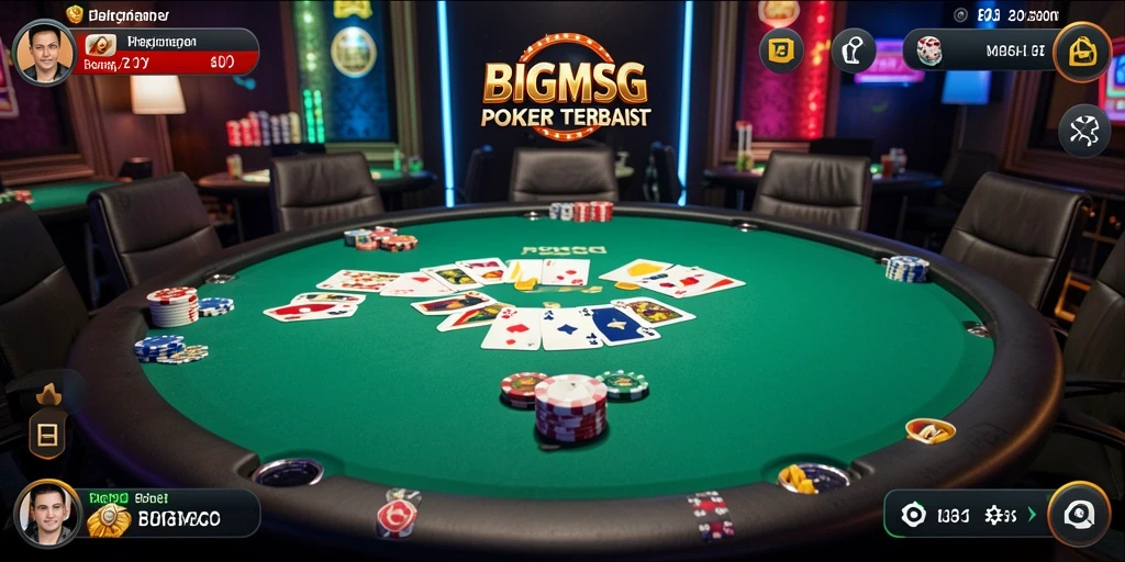 Screenshot BIGMSG menampilkan gameplay Poker yang intens dan menegangkan.