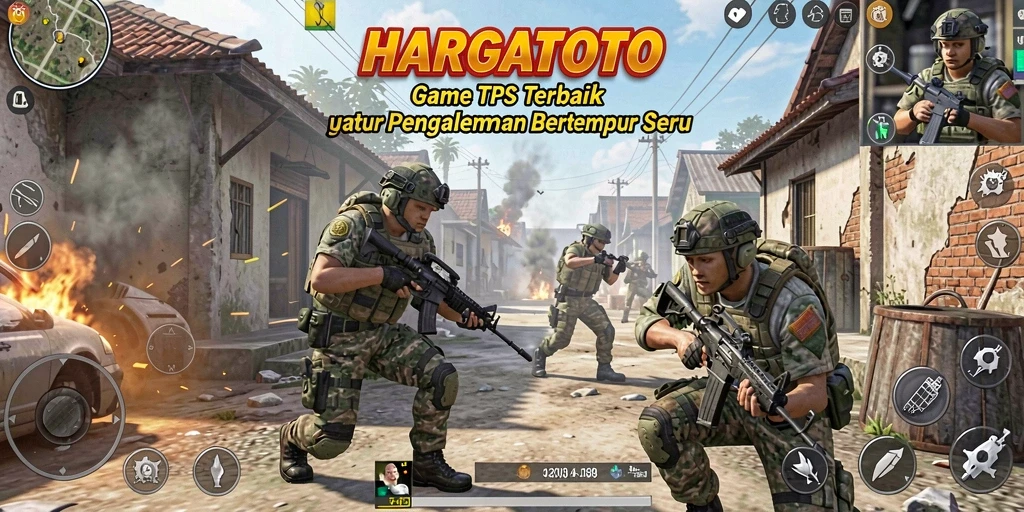Gameplay HARGATOTO: Aksi bertempur seru dalam mode TPS.