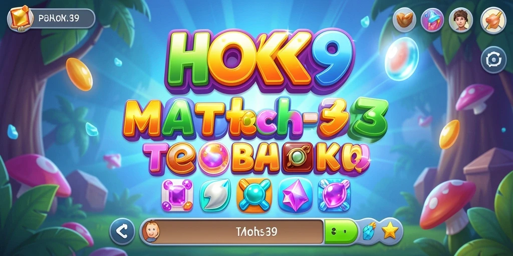Gameplay menarik HOKI9 dengan elemen Match-3 yang cerah.