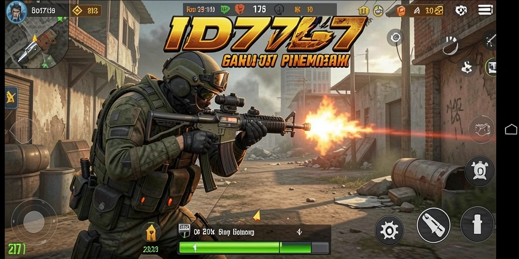 Tangkapan layar gameplay seru ID777 dengan aksi tembak-menembak.