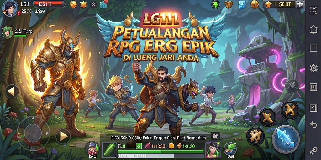 Screenshot utama LG111 menunjukkan aksi seru dalam pertempuran RPG.