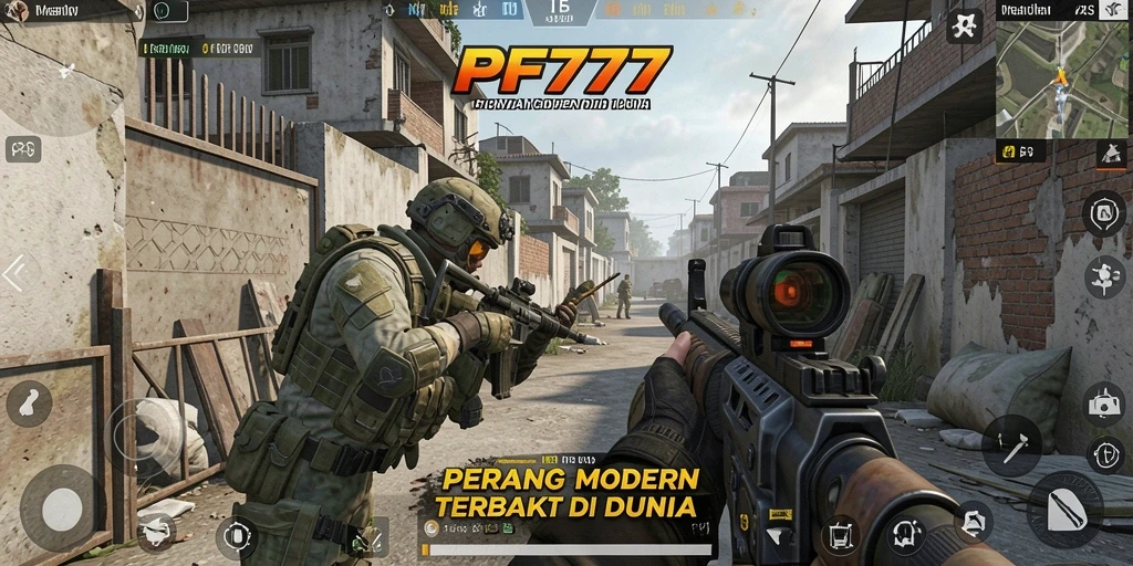Tampilan gameplay PF777 yang menegangkan dalam pertempuran FPS.