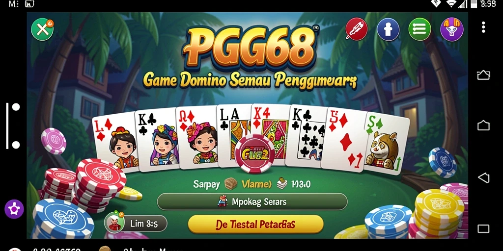 Tampilan screenshot PGG68 menampilkan gameplay Domino yang seru dan interaktif.