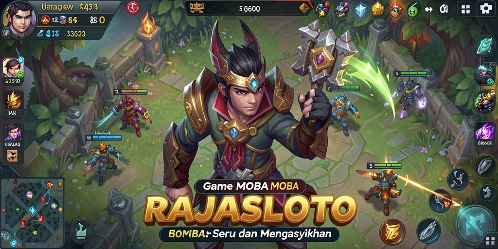 Gameplay seru dalam RAJASLOTO yang menampilkan pertarungan strategi tim.