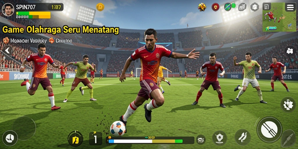 Screenshot utama SPIN707 menampilkan aksi permainan olahraga yang mendebarkan.