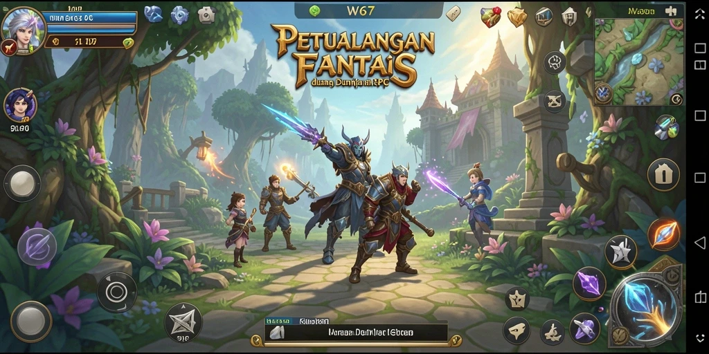 Tampilan gameplay W67 yang menampilkan aksi RPG yang mendebarkan.