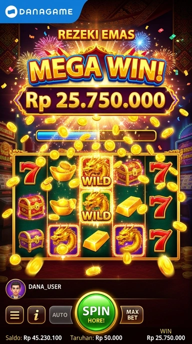 Tampilan antarmuka pengguna aplikasi danagame yang menarik.